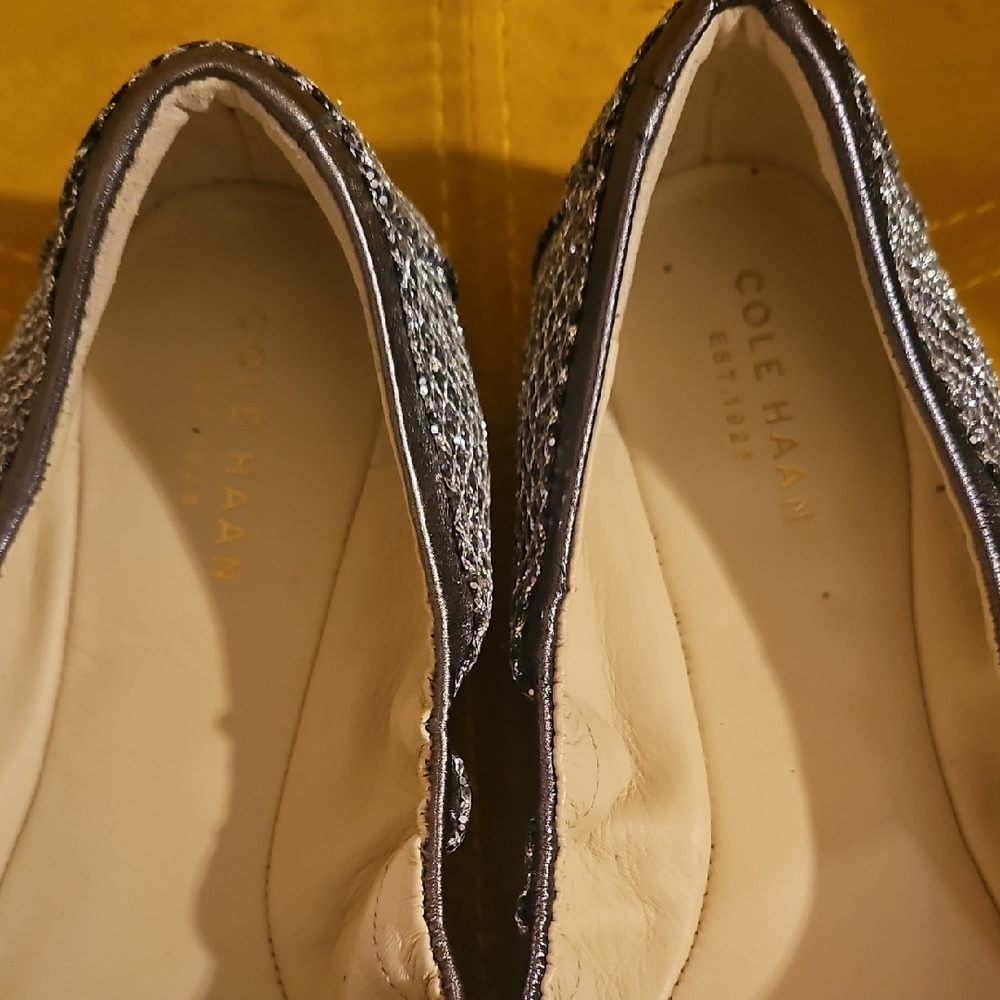 Cole Haan Women's Metallic Silver Loafers/Ballet Flats - Picture 2 of 6